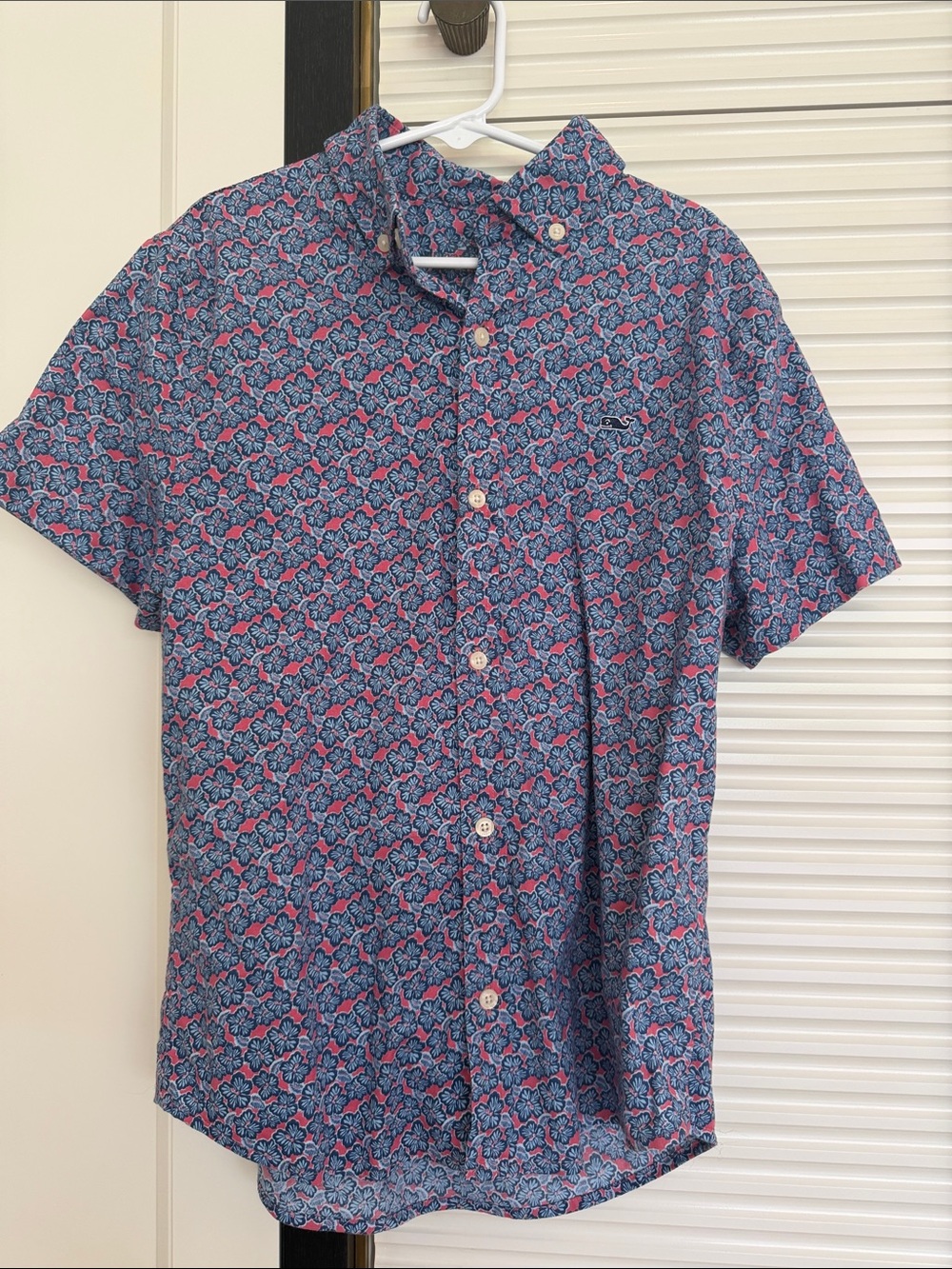 Vineyard Vines Short-Sleeve Floral Button-Down in Blue & Pink